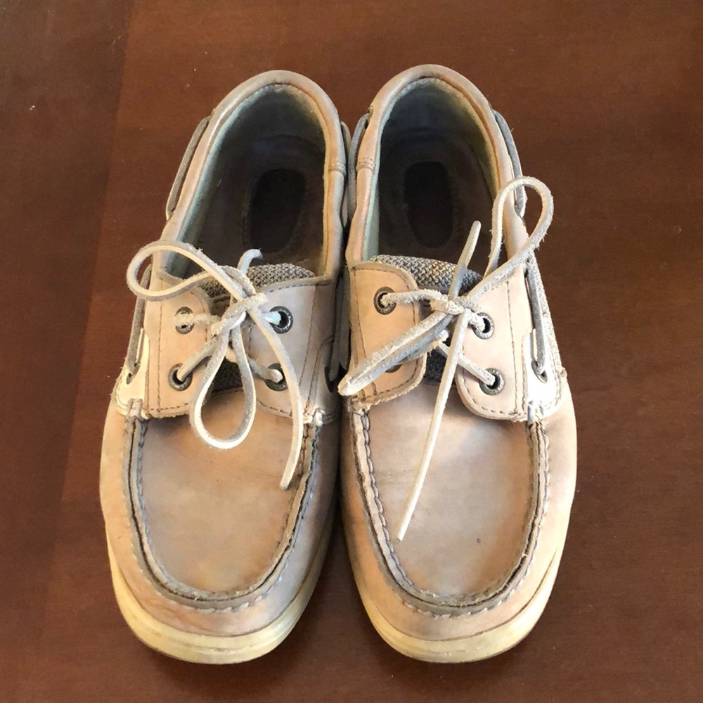 Donating soon! Light Brown Sperry Top Sliders